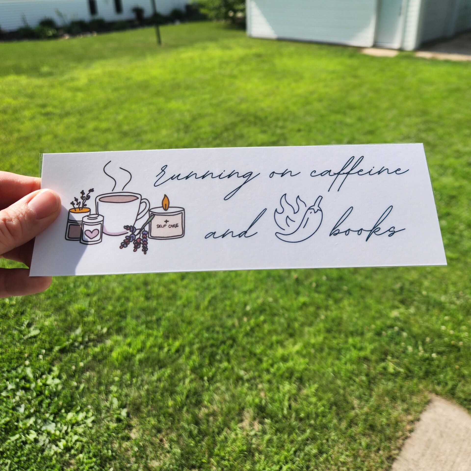 Running on caffeine and books bookmark